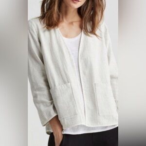 Eileen Fisher Open Front Neck Slubbed Organic Cotton Reversible Jacket Blazer S
